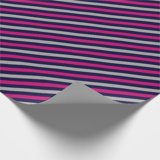 Schattige zwart blauw grijs gestreept patroon cadeaupapier (Hoek)