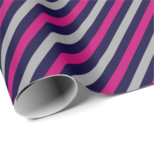 Schattige zwart blauw grijs gestreept patroon cadeaupapier (Rol Hoek)