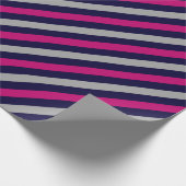 Schattige zwart blauw grijs gestreept patroon cadeaupapier (Hoek)