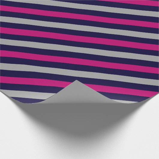 Schattige zwart blauw grijs gestreept patroon cadeaupapier (Hoek)