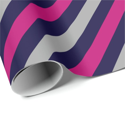 Schattige zwart blauw grijs gestreept patroon cadeaupapier (Rol Hoek)