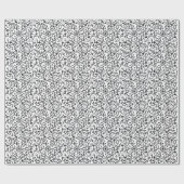 Schattige Zwart Bloempatroon op Witte Achtergrond  Cadeaupapier (Vlak)