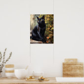 Schattige Zwart Bombay Cat Art Print Poster (Keuken)