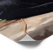 Schattige Zwart Bombay Cat Art Print Poster (Hoek)