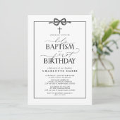 Schattige zwart boog meisje heilige doop & 1e verj kaart (Staand voorkant)