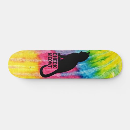 Schattige Zwart Check Meowt skateboard deck (Horizontaal)