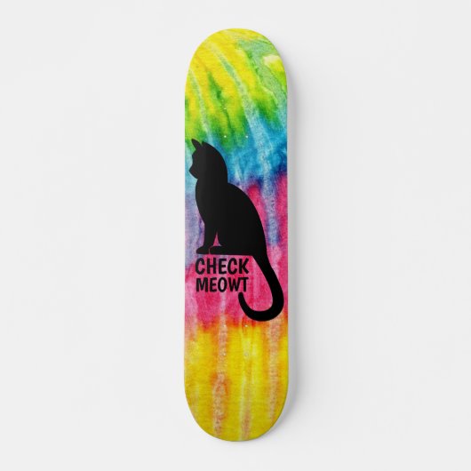 Schattige Zwart Check Meowt skateboard deck (Voorkant)