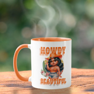 Schattige zwart cowgirl howdy mooi mok