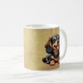 Schattige Zwart en Bruin Tachshund Puppy Dog Custo Koffiemok (Voorkant rechts)