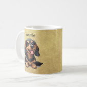 Schattige Zwart en Bruin Tachshund Puppy Dog Custo Koffiemok (Voorkant links)