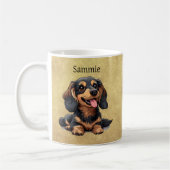 Schattige Zwart en Bruin Tachshund Puppy Dog Custo Koffiemok (Links)
