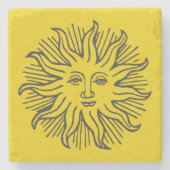 Schattige Zwart en geel Ancient Sun Design Stenen Onderzetter (Voorkant)