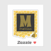 Schattige Zwart en Geel Gestreept Monogram Bumble  Sticker (Vel)