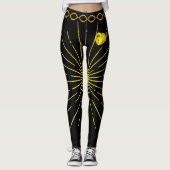 Schattige zwart en goud gestreepte stijlvolle afri leggings (Voorkant)