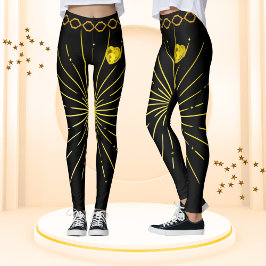 Schattige zwart en goud gestreepte stijlvolle afri leggings