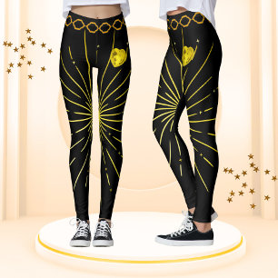 Schattige zwart en goud gestreepte stijlvolle afri leggings