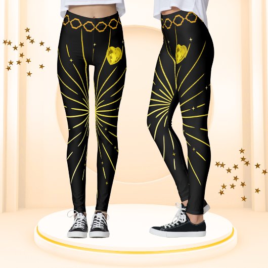 Schattige zwart en goud gestreepte stijlvolle afri leggings