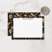 Schattige zwart en goudpatroon gepersonaliseerd notitiekaartje (Voorkant / Achterkant in situ)