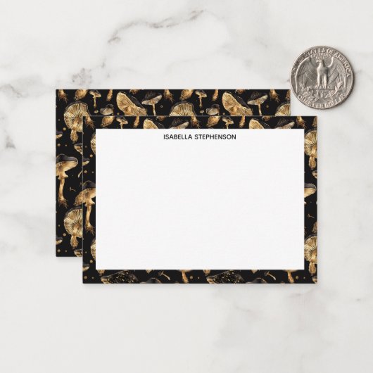 Schattige zwart en goudpatroon gepersonaliseerd notitiekaartje (Voorkant / Achterkant in situ)