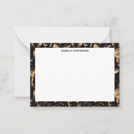 Schattige zwart en goudpatroon gepersonaliseerd notitiekaartje (Voorkant)