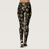 Schattige zwart en oud gouden pootafdrukpatroon af leggings (Achterkant)