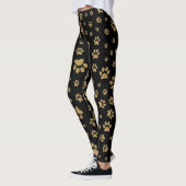 Schattige zwart en oud gouden pootafdrukpatroon af leggings (Links)