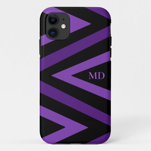 Schattige Zwart en Paarse Gestreepte zigzag Initia Case-Mate iPhone Case (Achterkant)