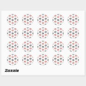 Schattige zwart en rood Blazing Heart Pattern Ronde Sticker (Vel)