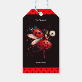Schattige zwart en rood lieveheersbeestje Fairy ve Cadeaulabel