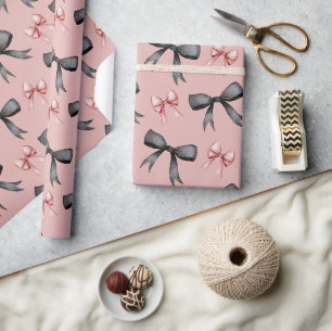 Schattige zwart en roze Waterverf boog patroon roz Cadeaupapier