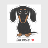 Schattige Zwart en Tan Dachshund Cartoon Dog Sticker (Vel)