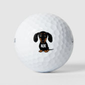 Schattige Zwart en Tan Dachshund Wiener Dog Custom Golfballen (Voorkant)