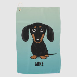 Schattige Zwart en Tan Dachshund Wiener Dog Custom Golfhanddoek