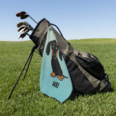 Schattige Zwart en Tan Dachshund Wiener Dog Custom Golfhanddoek (Groen)