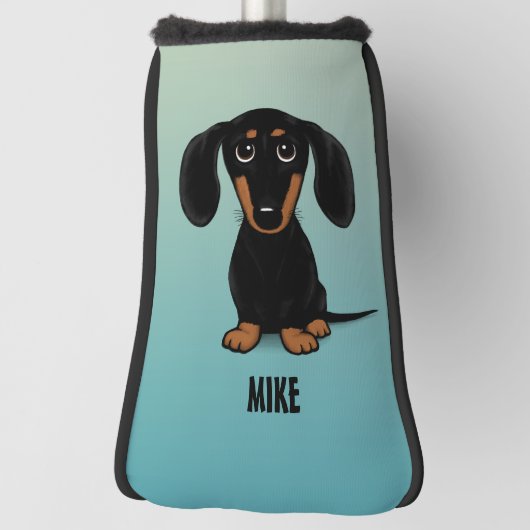 Schattige Zwart en Tan Dachshund Wiener Dog Custom Golfheadcover (Draai 90)