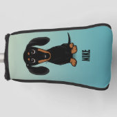 Schattige Zwart en Tan Dachshund Wiener Dog Custom Golfheadcover (Voorkant)