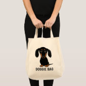Schattige Zwart en Tan Dachshund Wiener Dog Doggie Tote Bag (Voorkant (product))