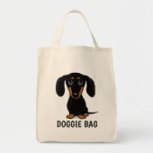 Schattige Zwart en Tan Dachshund Wiener Dog Doggie Tote Bag (Voorkant)