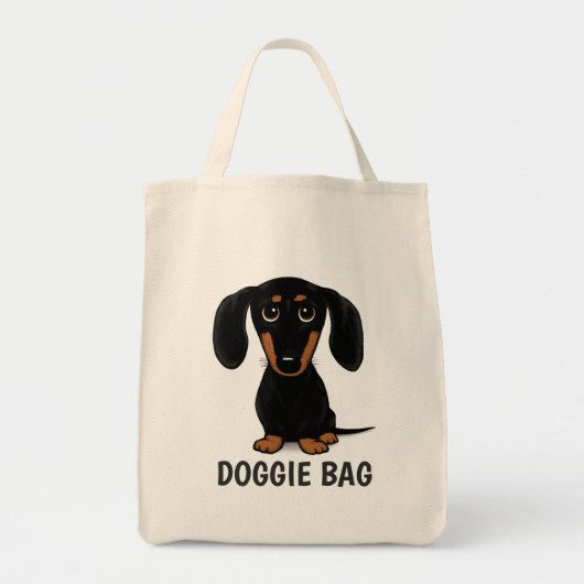 Schattige Zwart en Tan Dachshund Wiener Dog Doggie Tote Bag (Voorkant)