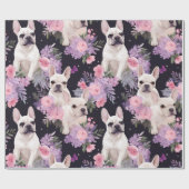 Schattige zwart frans buldog bloempakpapier cadeaupapier (Vlak)