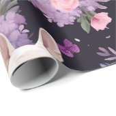 Schattige zwart frans buldog bloempakpapier cadeaupapier (Rol Hoek)