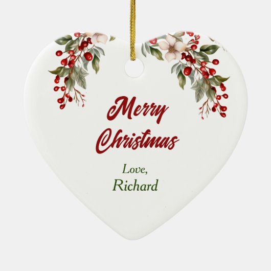 Schattige zwart frans bulldog holly berry kerst keramisch ornament (Achterkant)