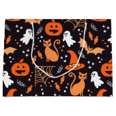 Schattige zwart Geïllustreerde halloween tekens Groot Cadeauzakje (Voorkant)