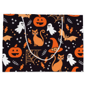 Schattige zwart Geïllustreerde halloween tekens Groot Cadeauzakje (Achterkant)