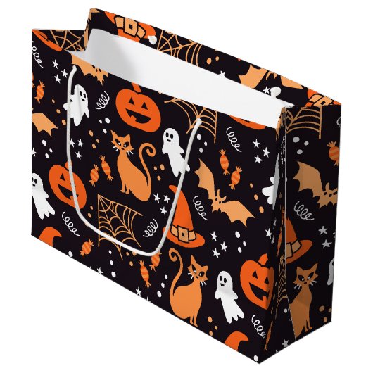 Schattige zwart Geïllustreerde halloween tekens Groot Cadeauzakje (Voorkant Gekanteld)