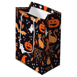 Schattige zwart Geïllustreerde halloween tekens Medium Cadeauzakje