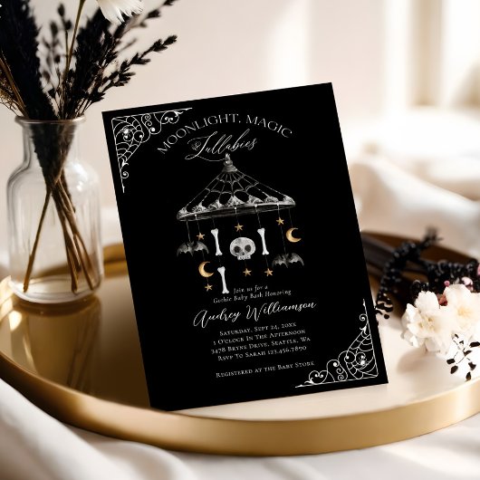 Schattige Zwart  Gothic Mobiel Spooky Baby shower Kaart