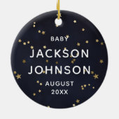 Schattige Zwart Goud Beer Jongen Baby's Eerste Ker Keramisch Ornament (Achterkant)
