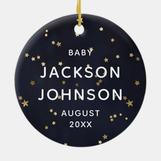 Schattige Zwart Goud Beer Jongen Baby's Eerste Ker Keramisch Ornament (Achterkant)