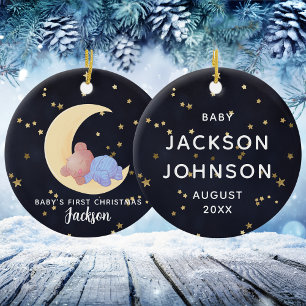 Schattige Zwart Goud Beer Jongen Baby's Eerste Ker Keramisch Ornament